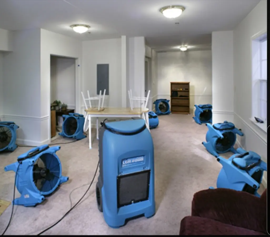 Air movers and dehumidifier setup for Water Extraction & Removal in Fairhaven